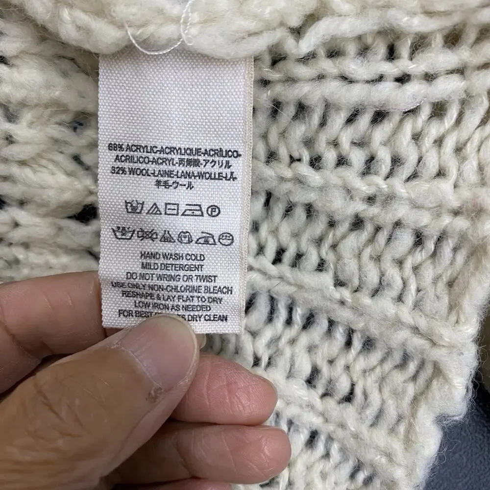 Free People Crashing Waves Sweater S Cream Crochet Boho Coastal Cottagecore Wool